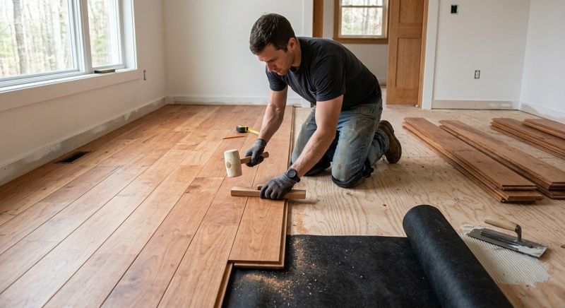 Cherry Floor Installation in South Milwaukee, WI