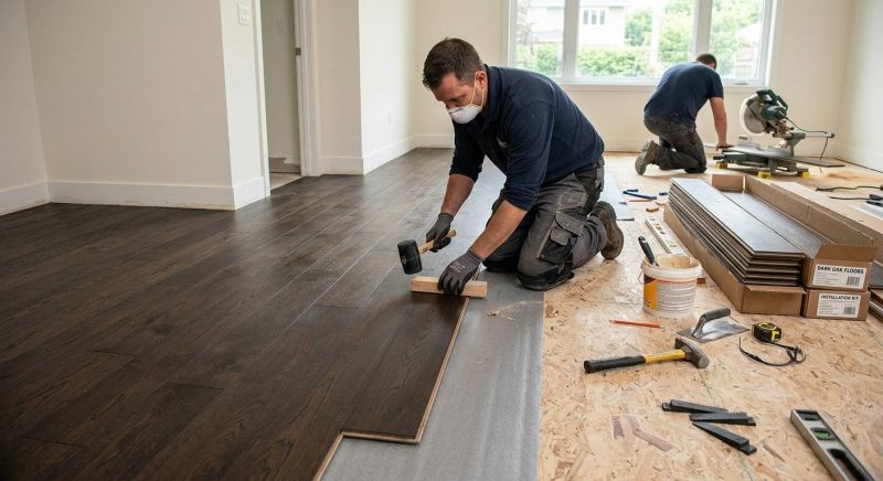 Dark Wood Floor Installation in Ozaukee County, WI